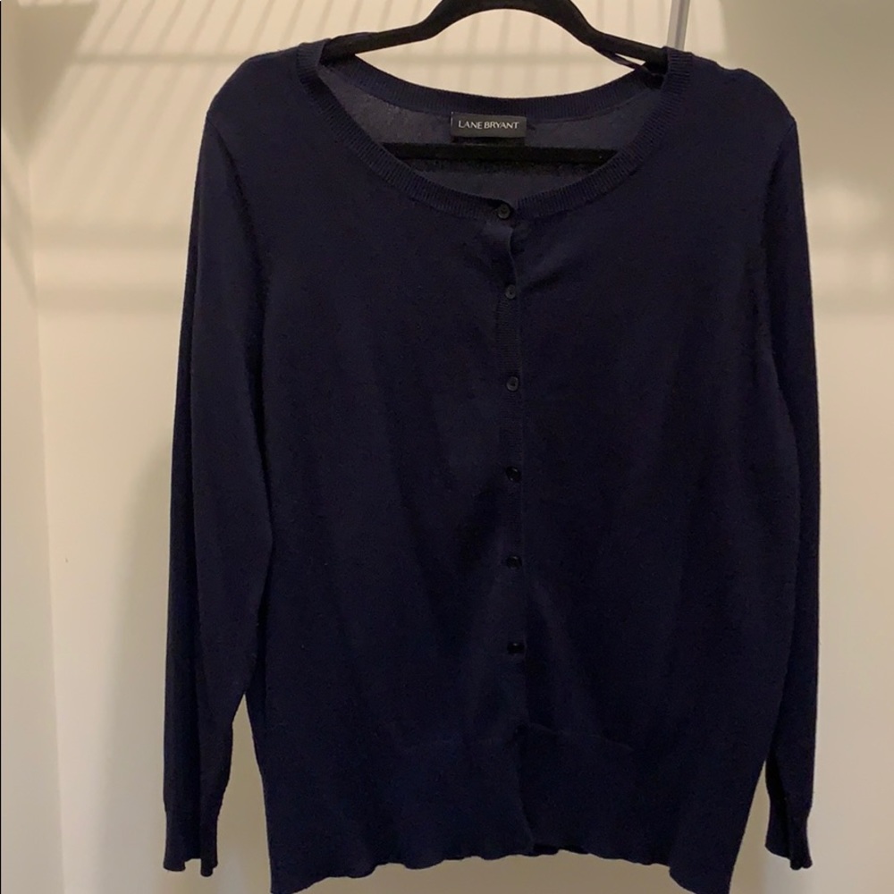 Plus Size Navy Blue Button up Cardigan-Lane Bryant